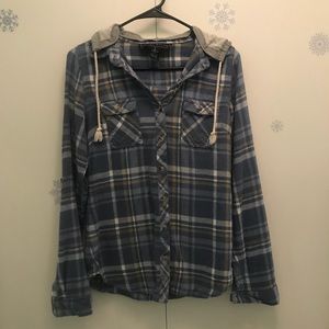 Blue Flannel With A Hood
